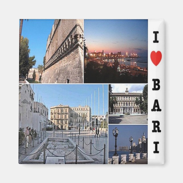 Aimant PGL039 BARI I Love, Pouilles, Italie, Frigo (Devant)