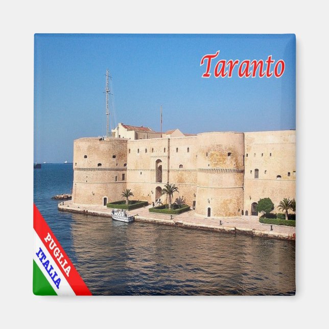 Aimant PGL041 TARANTO, Château Aragonese Apulia, Frigo (Devant)