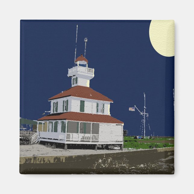 Aimant Phare du lac Pontchartrain de nuit (Devant)