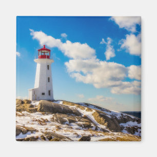 Aimant Phare   Hiver À Peggy'S Cove, Nouvelle-Écosse