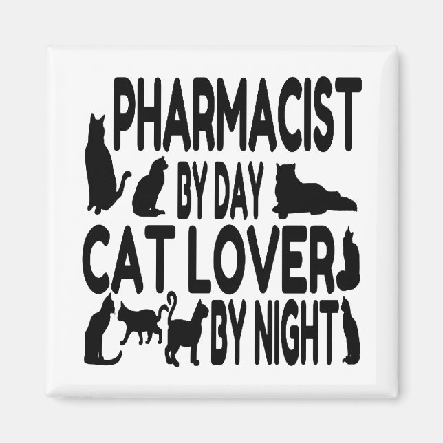 Aimant Pharmacien Amoureux des chats (Devant)