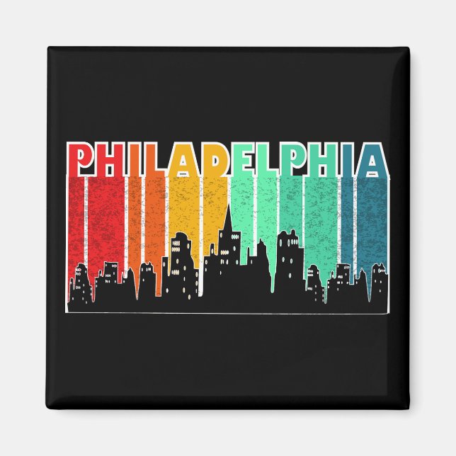 Aimant Philadelphie colorée Retro Sunset Cityscape (Devant)