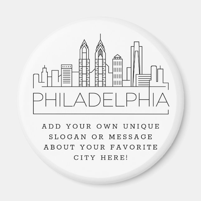 Aimant Philadelphie | Message de ville personnalisé ou Sl (Devant)