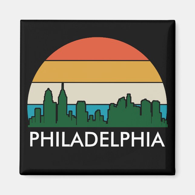 Aimant Philadelphie Vintage City Sunset (Devant)