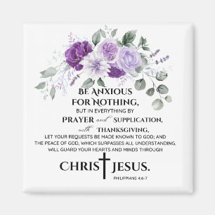 Aimant Philippiens 4:6-7 Écriture Fleurs violettes pourpr