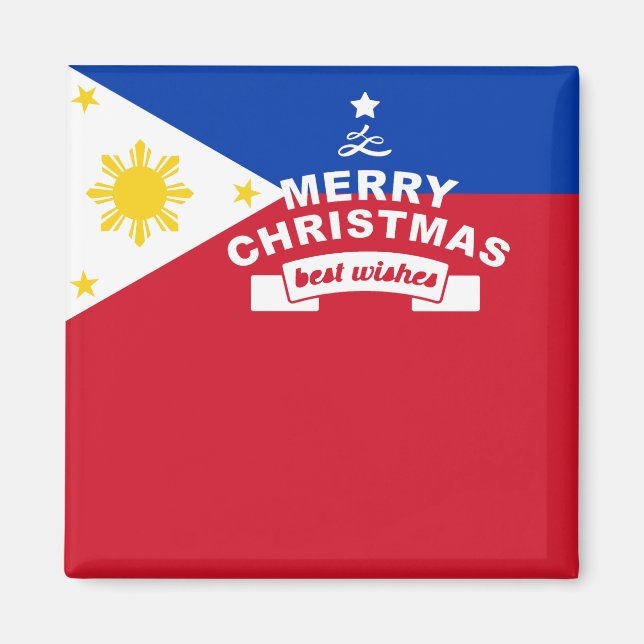 Aimant Philippine Flag Christmas : Joyeux Noël & Meilleur (Devant)