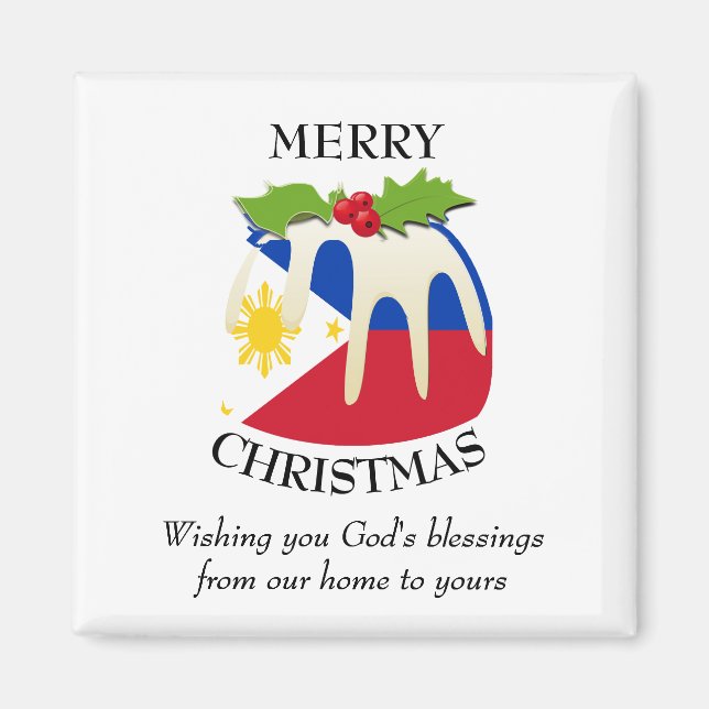 Aimant PHILIPPINES DRAPEAU Pudding de Noël (Devant)
