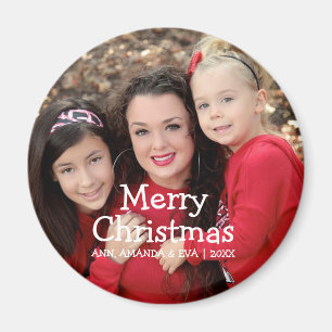 Aimant Photo blanche personnalisée de Joyeux Noël de