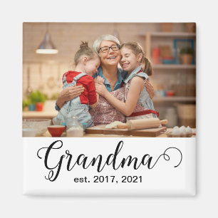 Aimant Photo de cadeau de script établi de grand-mère