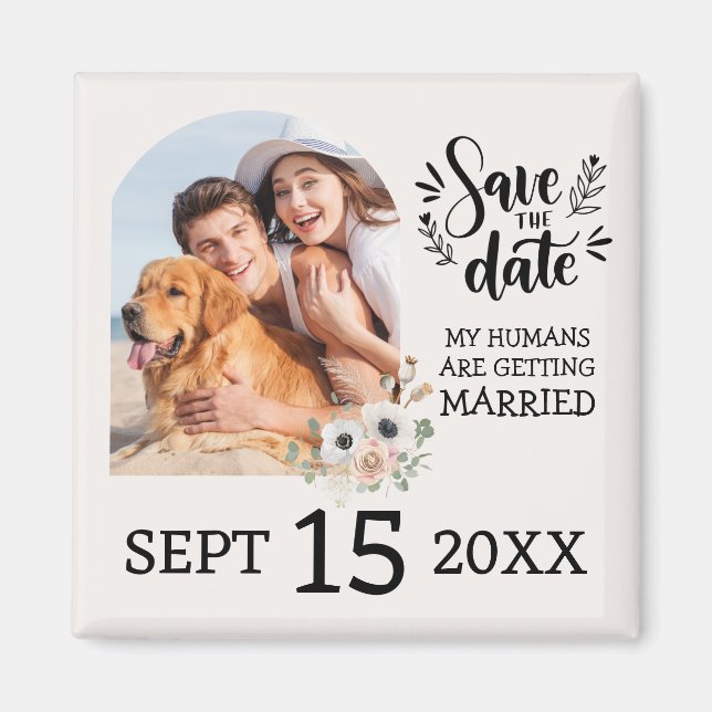 Aimant Photo de chien personnalisé Mariage floral Enregis (Devant)