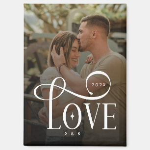 Aimant Photo de couples fiancés personnalisé avec écritur