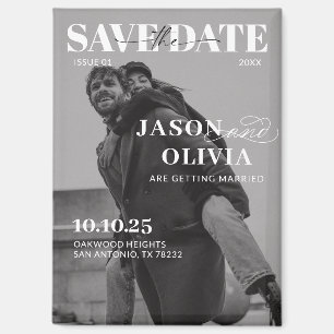 Aimant Photo de couverture de magazine noir et blanc pour