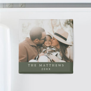 Aimant Photo de famille élégante et minimaliste en vert m