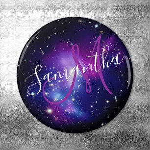Aimant Photo de l'espace céleste violet Monogramme