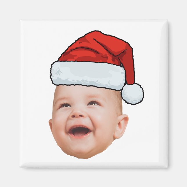Aimant Photo de visage de bébé personnalisé Noël du Père  (Devant)