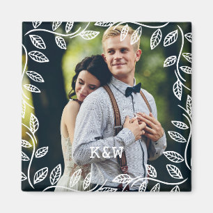 Aimant Photo décorée d'un monogramme de cadre sensible 