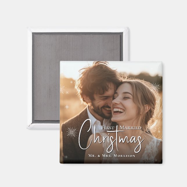 Aimant Photo du premier Mariage de Noël marié (Recto/Verso)