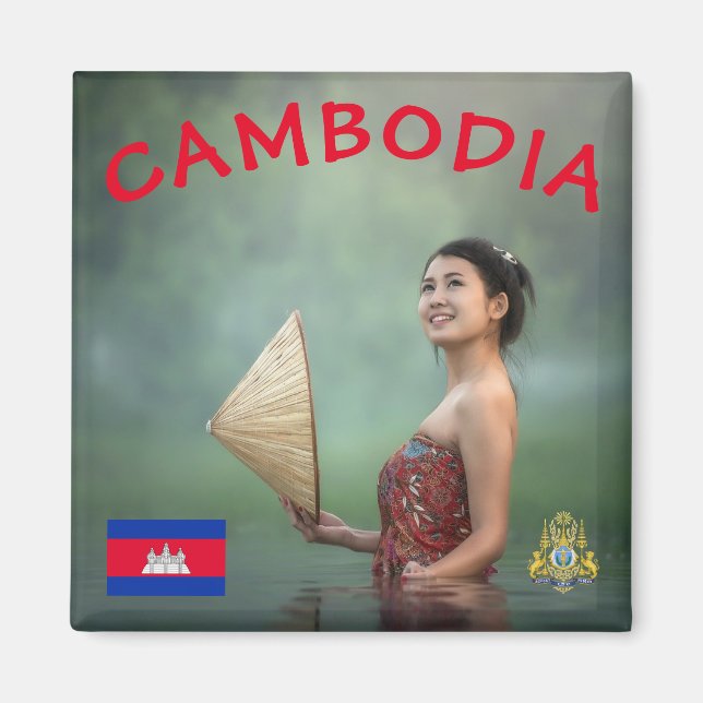 Aimant Photo d'une femme cambodgienne (Devant)