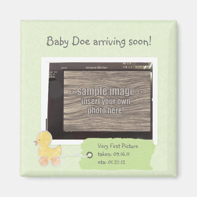 Aimant Photo Green Baby Ultrasound Photo sur mesure Aiman (Devant)