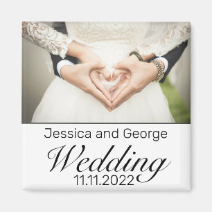 Aimant Photo minimaliste moderne en noir blanc Mariage