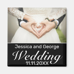 Aimant Photo minimaliste moderne en noir blanc Mariage