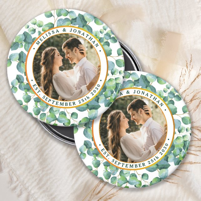 Aimant Photo moderne Eucalyptus Mariage or vert (Créateur téléchargé)