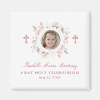 Photo modifiable Première communion Fleur rose Fav