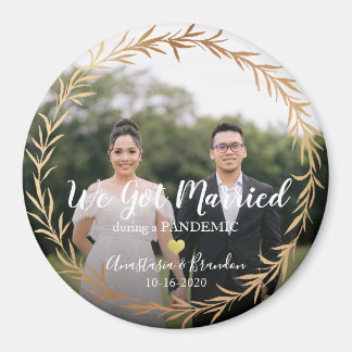 Aimant Photo Or Chic Mariée Pendant La Garde De Pandemie