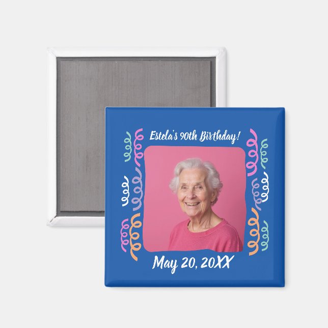 Aimant Photo personnalisée 90e anniversaire Streamers Kee (Recto/Verso)