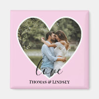 Photo personnalisée Cadre Coeur Rose Calligraphie 