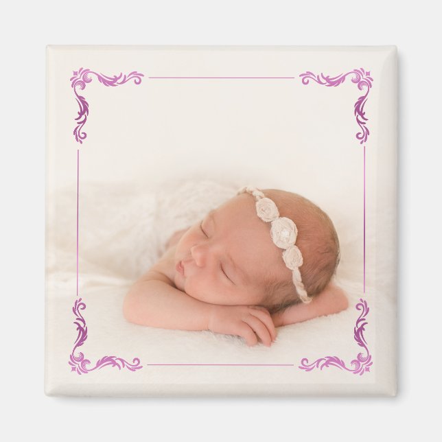 Aimant Photo personnalisée | Créez votre propre rose viol (Devant)