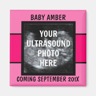 Aimant Photo personnalisée de bébé fille Ultrasound