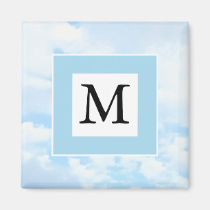 Aimant Photo Soft Blue Sky Custom Single Initial