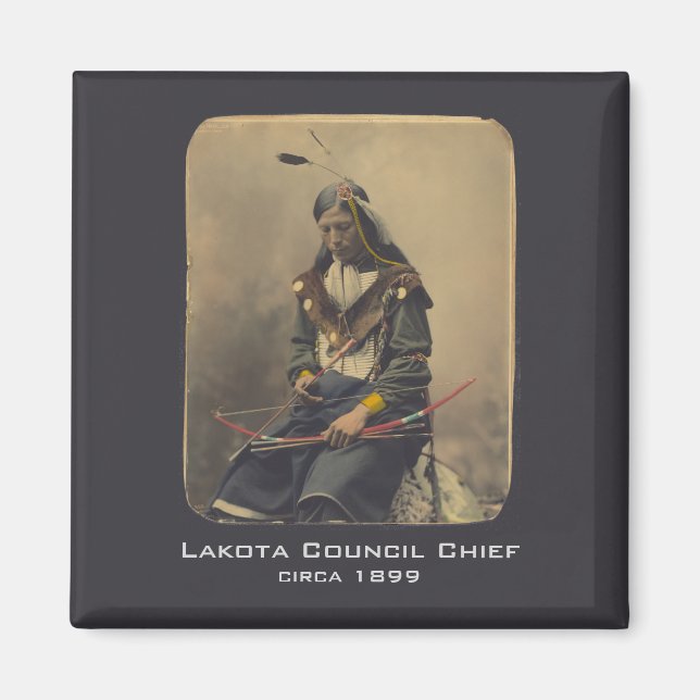 Aimant Photo vintage Native American Lakota Indian Chief (Devant)