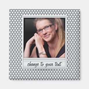Aimant photoframe sur le polkadot blanc et gris
