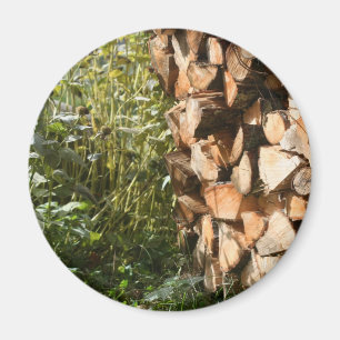 Aimant Photographie naturelle empilée en bois de chauffag
