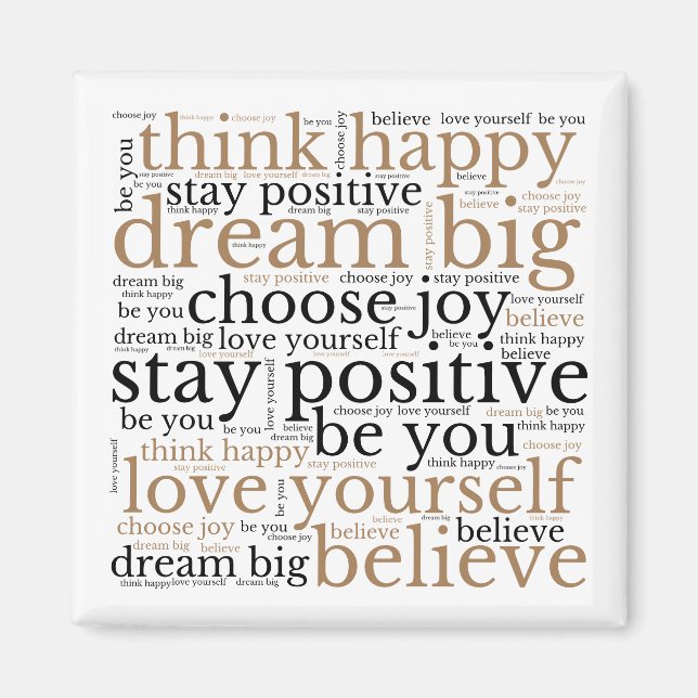 Aimant Phrases Motivantes WordArt Motif Black Gold (Devant)