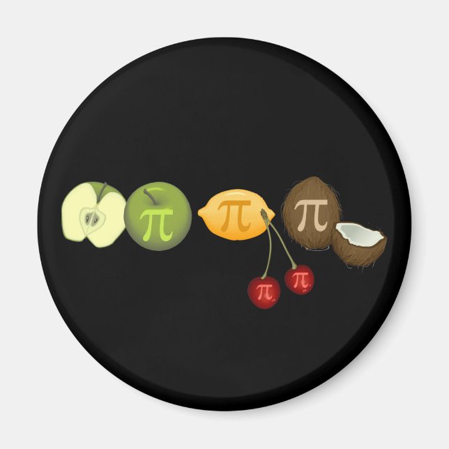 Aimant Pi Day, Pi on Differents Fruits (Devant)