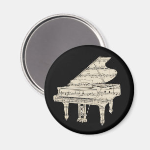 Aimant Piano à queue et notes de musique