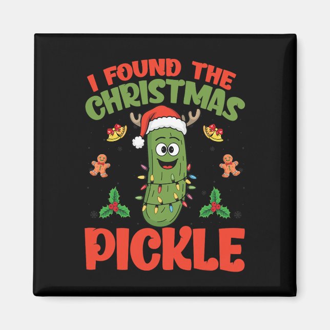Aimant Pickle Santa Chapeau Feux - J'Ai Trouvé Le Noël (Devant)