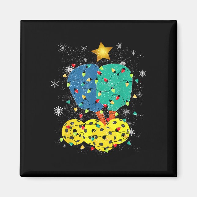 Aimant Pickleball Noël Père Noël Pickleball X Mas Lumière (Devant)