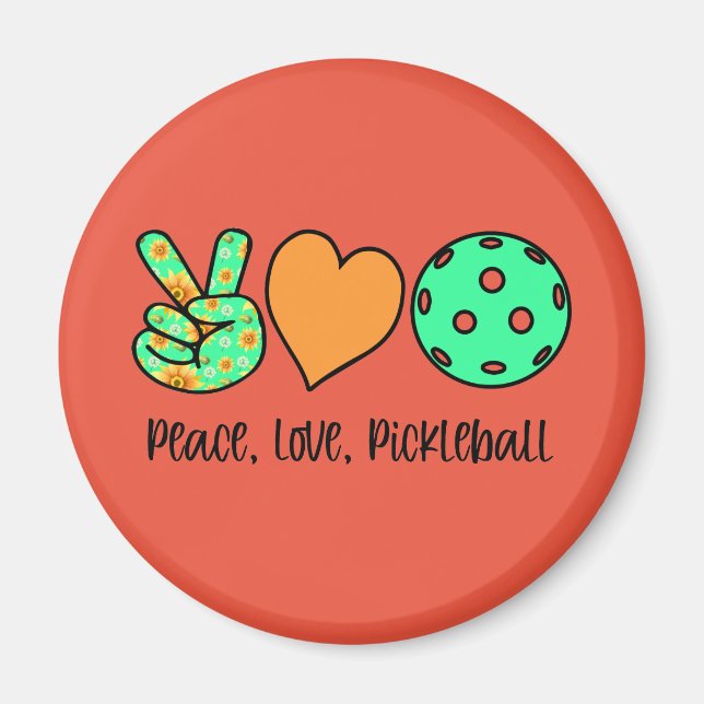 Aimant Pickleball Player Cadeau Paix, Amour, Pickleball (Devant)