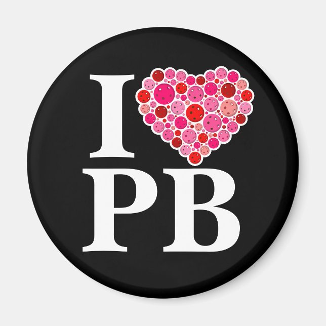 Aimant Pickleball plein coeur rose et rouge I coeur PB (Devant)