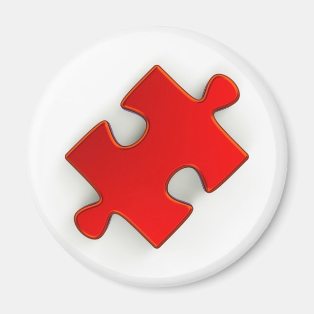Aimant Pièce de puzzle 3D (Rouge métallique) (Devant)