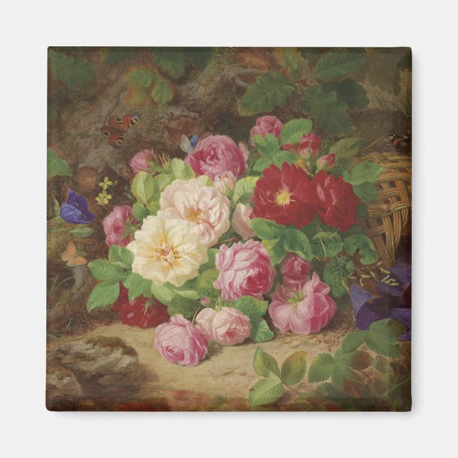 Aimant Pièce rose au plancher de la forêt avec des papill (Devant)