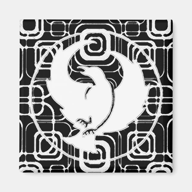 Aimant pied croisé avec Carrés blancs noirs (Devant)