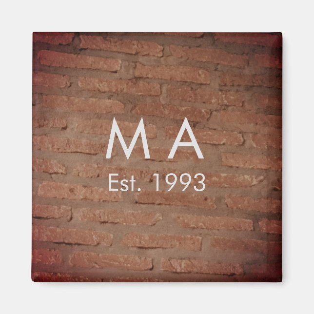 Aimant pierre de brique rustique Brown ajouter le nom let (Devant)