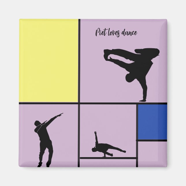 Aimant Piet Love Danse Mondrian Street Hiphop Style (Devant)