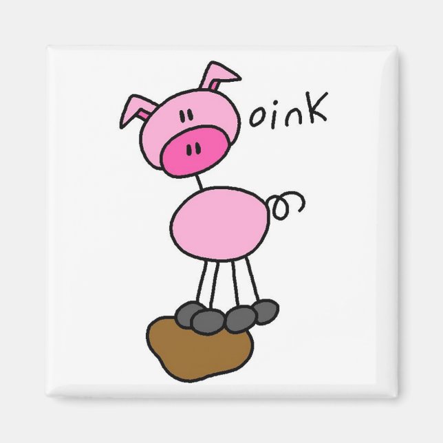 Aimant Pig dit T-shirts et cadeaux roses (Devant)