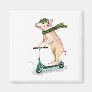 Aimant Piggy sur scooter